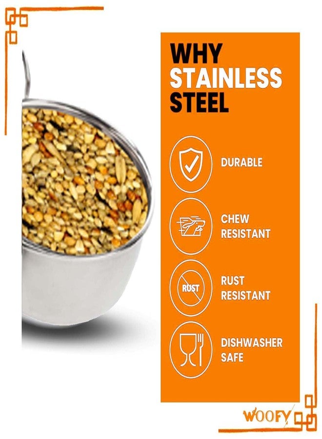 Pups&Pets Bird Stainless Steel Bowl | Parrot Feeding and Watering Premium Hanging Bowls | Feeder Bowl with Holder for All Birds - 250ML (Pack of 2PCS) - Image 4